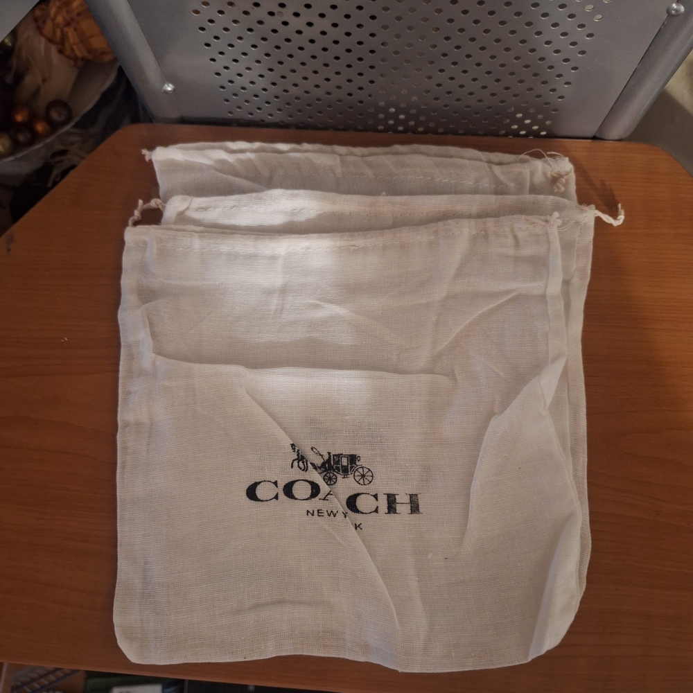 3 Pack Coach Cream Dust Bag with Logo Wristlet Size Never Used